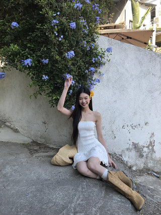 white slim dress