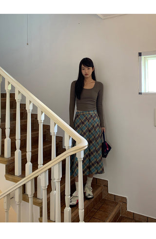 plaid pleated skirt