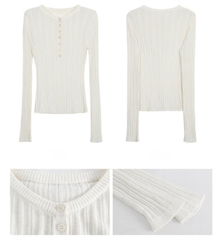 white slim V-neck