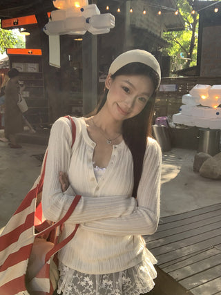 white slim V-neck