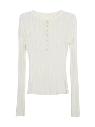 white slim V-neck
