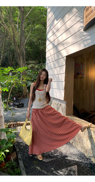 red plaid dress