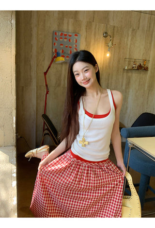 red plaid dress