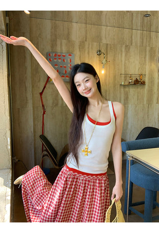 red plaid dress