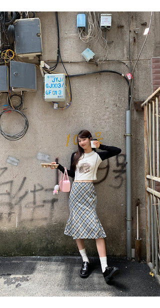 plaid fishtail skirt