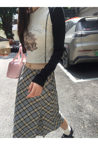 plaid fishtail skirt