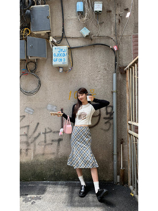 plaid fishtail skirt