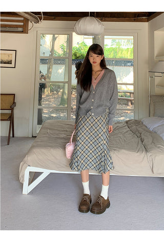 plaid fishtail skirt
