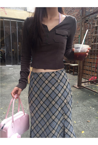 plaid fishtail skirt