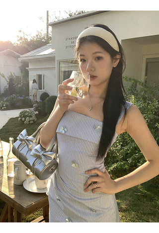 blue striped dress