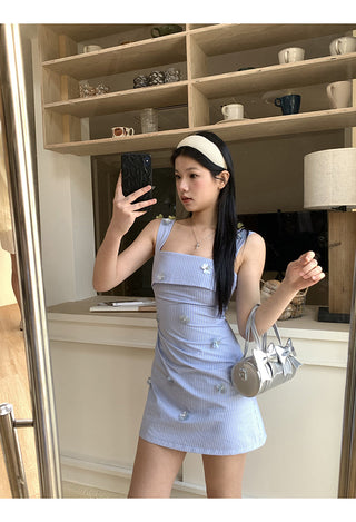 blue striped dress