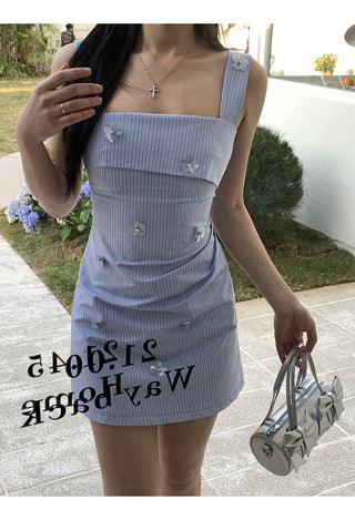blue striped dress