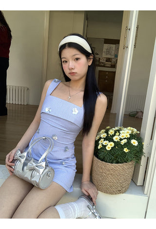 blue striped dress