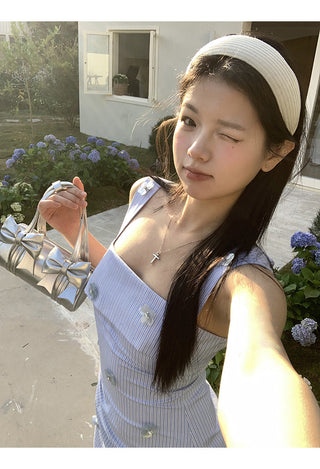 blue striped dress