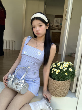 blue striped dress