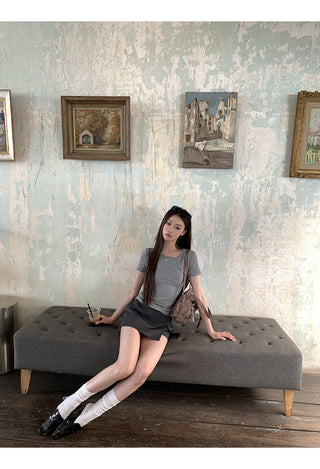 gray sheath skirt