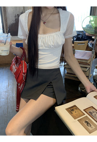 gray sheath skirt