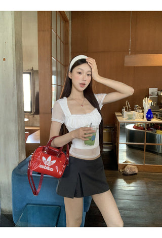 gray sheath skirt