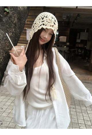 white lace shirt