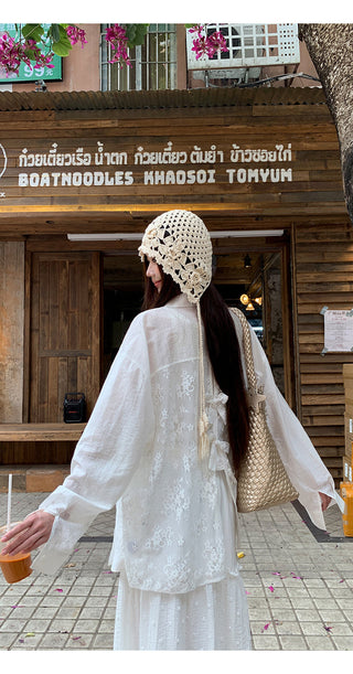 white lace shirt