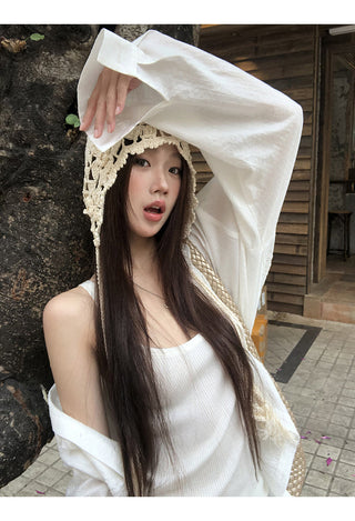 white lace shirt
