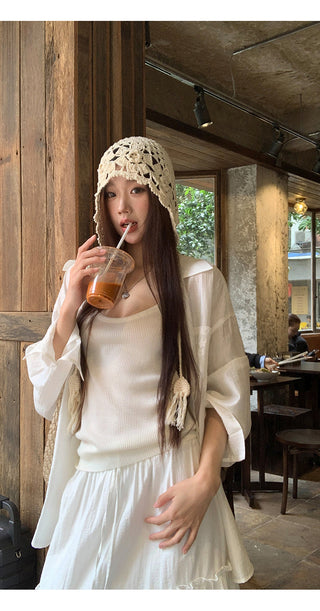 white lace shirt