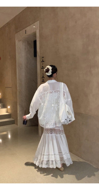 white lace shirt