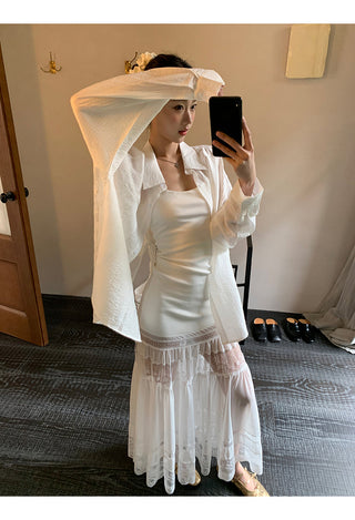 white lace shirt