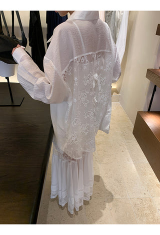 white lace shirt