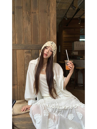 white lace shirt