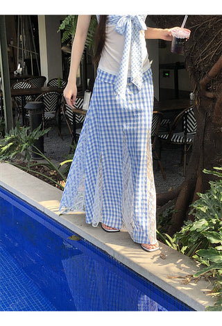 blue plaid skirt