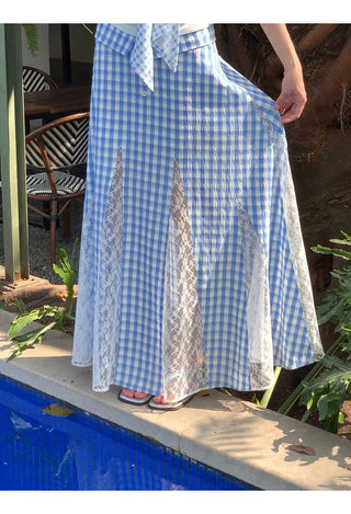 blue plaid skirt