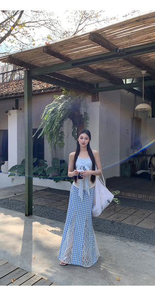 blue plaid skirt