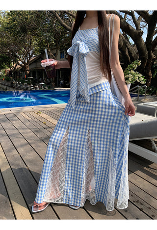 blue plaid skirt