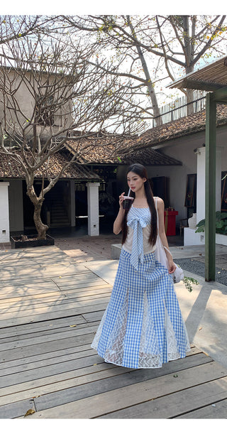 blue plaid skirt
