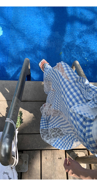 blue plaid skirt