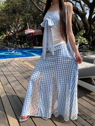 blue plaid skirt