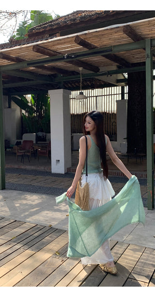 white gauzy skirt