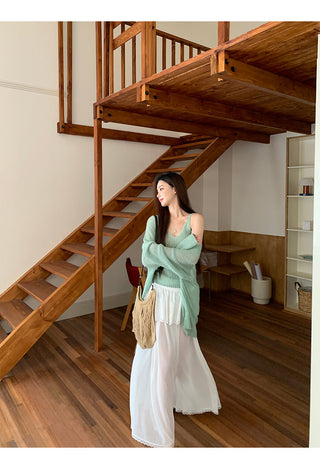 white gauzy skirt