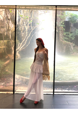 white gauzy skirt