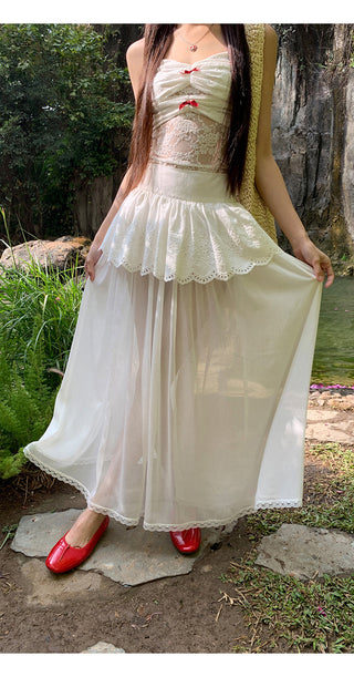 white gauzy skirt