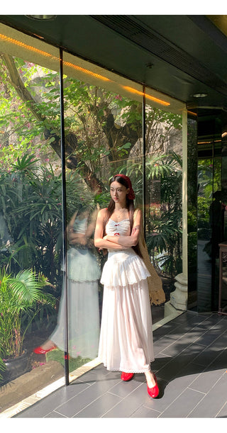 white gauzy skirt