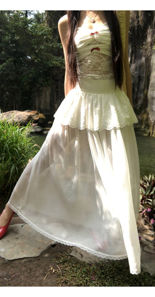 white gauzy skirt