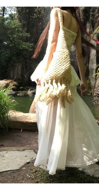 white gauzy skirt