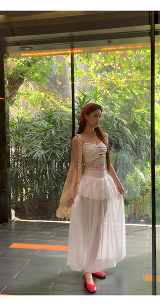 white gauzy skirt