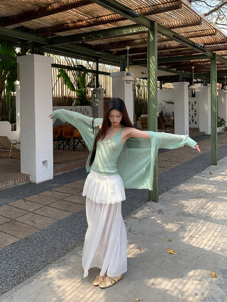 white gauzy skirt