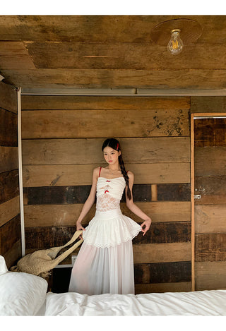 white gauzy skirt