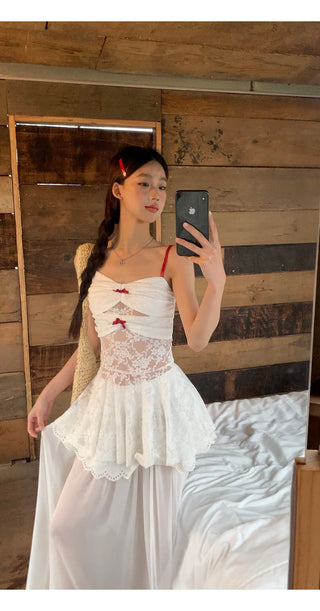 white gauzy skirt