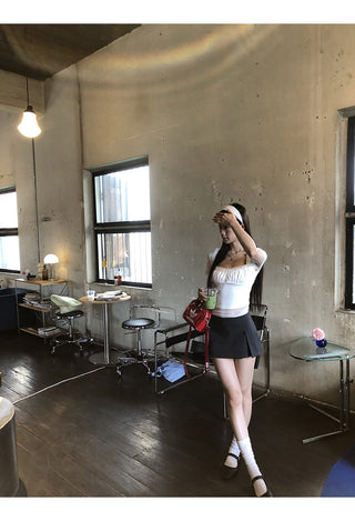 white shoulder top