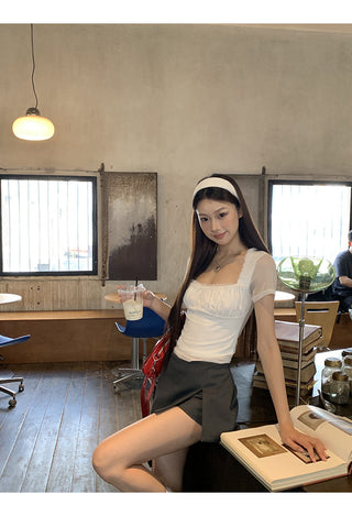 white shoulder top